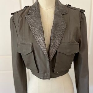 One of a kind designer cropped leather jacket size 6 small/medium